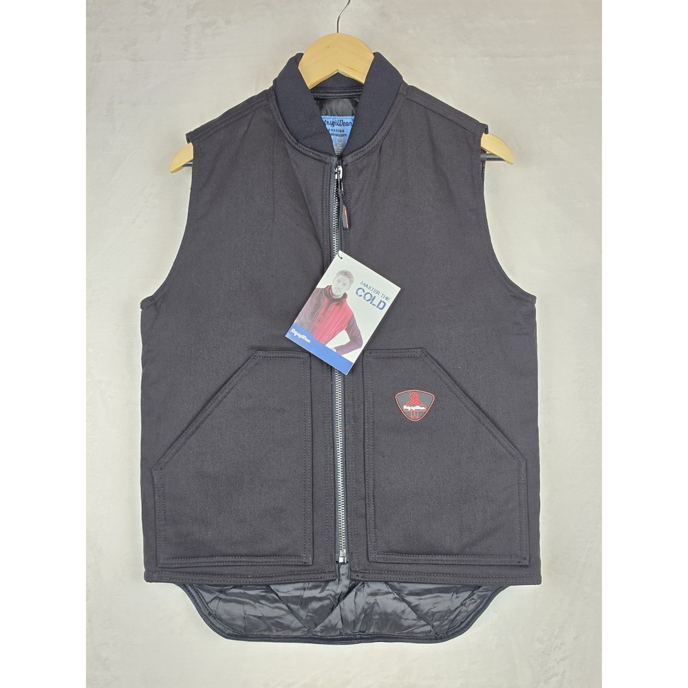 RefrigiWear Mens Small Insulated Work Vest Black Cotton NWT 0699R